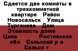 Сдается две комнаты в трехкомнатной квартире › Район ­ Новосальск › Улица ­ Тургенева › Дом ­ 21 › Этажность дома ­ 5 › Цена ­ 9 000 - Ростовская обл., Сальский р-н, Сальск г. Недвижимость » Квартиры аренда   